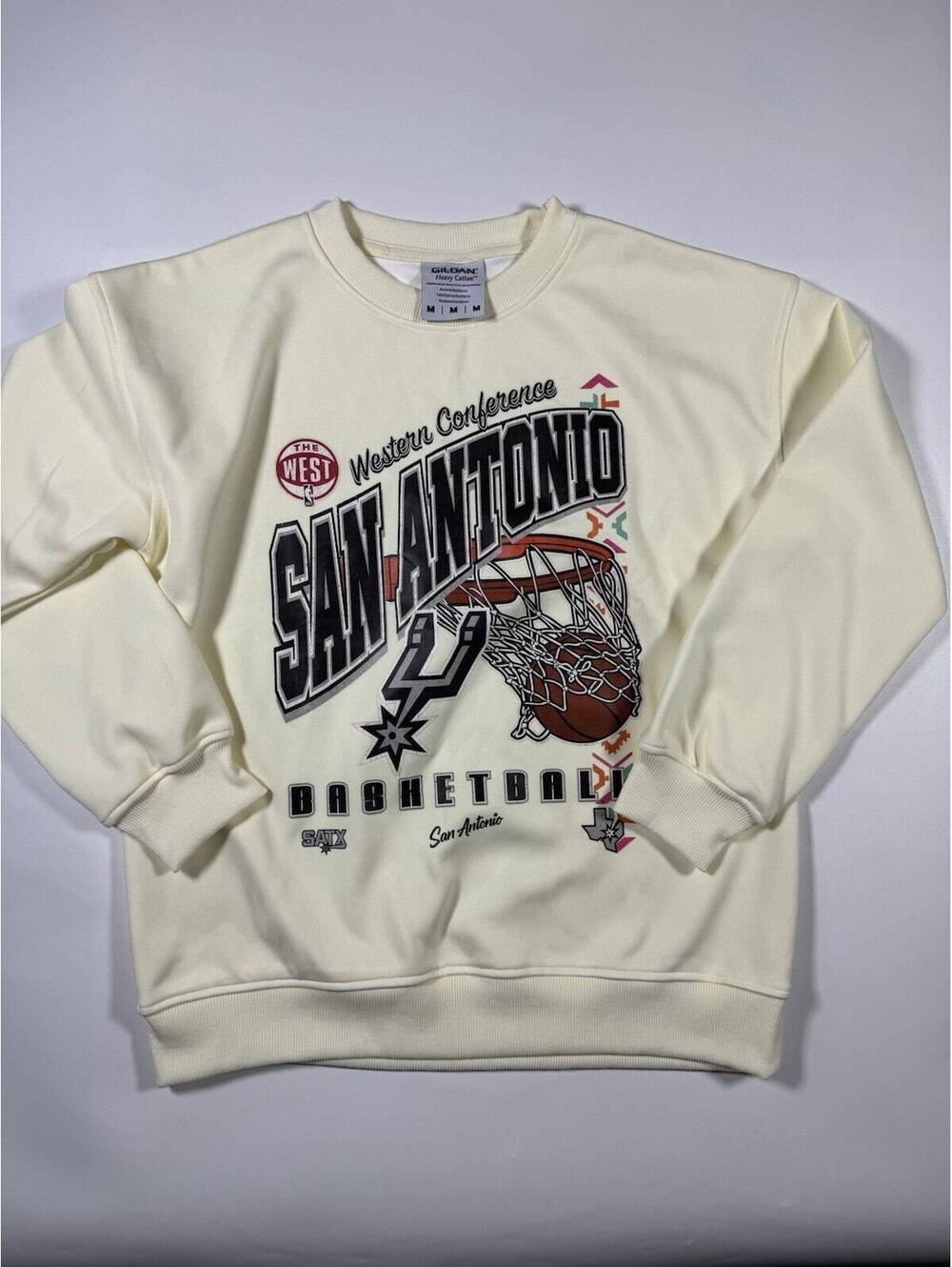 San Antonio Spurs Sweatshirt Mens M Western Conference Basketball NBA Cream